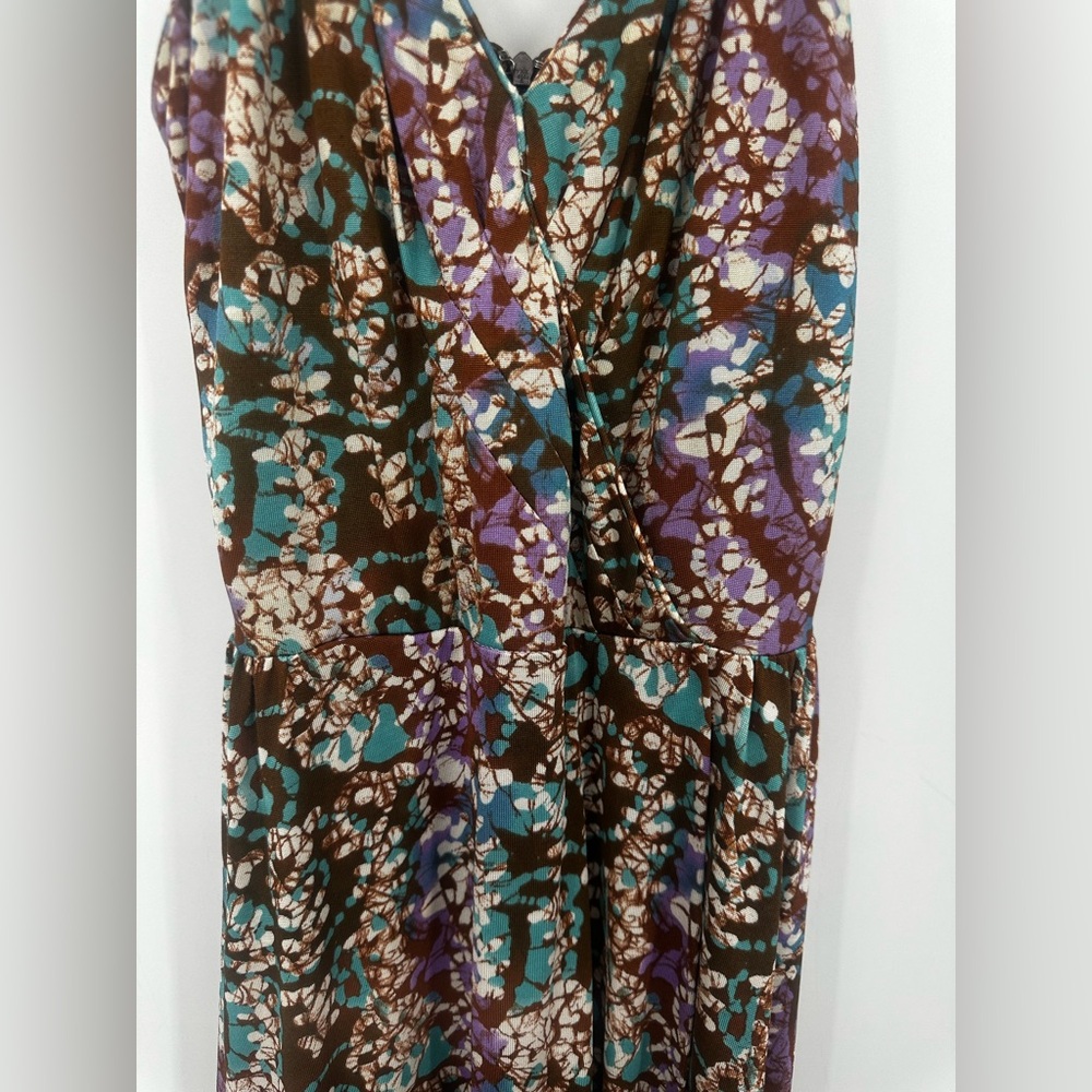 Nieves Lavi 100% Silk Multicolor Floral Midi Dress Sleeveless Womens 4 | A437 - Picture 7 of 12